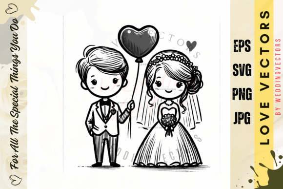 C3998: Wedding Couple and Love Vectors for Your Projects