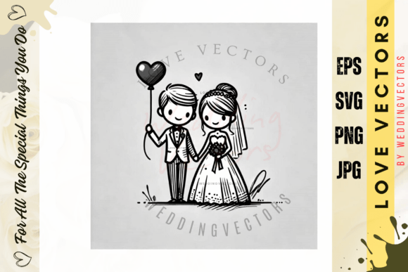 C4125: A Minimalist Take on Wedding Couple and Love Vectors