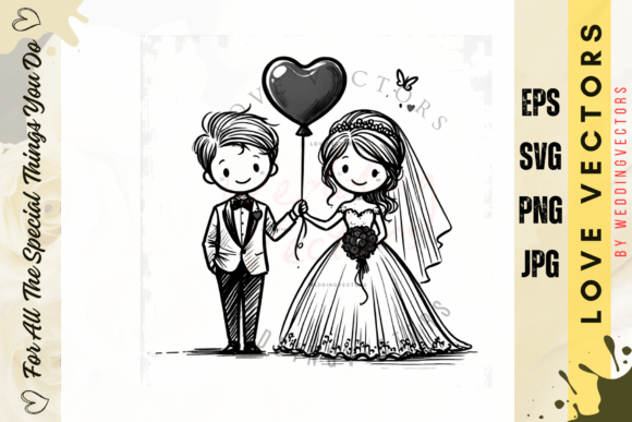 Capturing Everlasting Devotion: Wedding Couple and Love Vectors - C3986