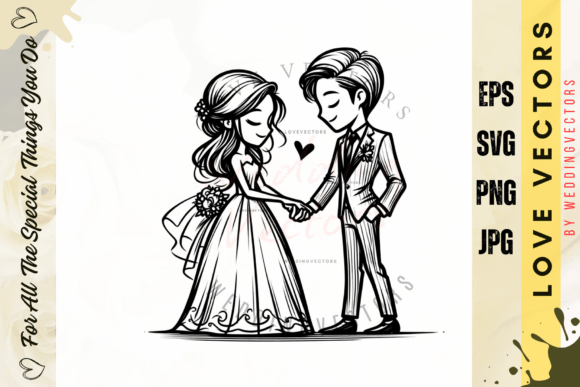 Capturing Matrimonial Bliss: Wedding Couple and Love Vectors - C4178