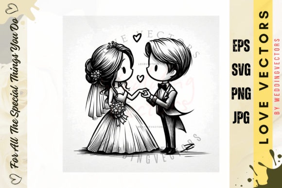 Capturing the Essence of Romance with Wedding Couple and Love Vectors - C4025