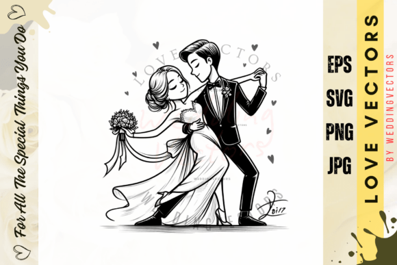 Celebrate Love with Wedding Couple and Love Vectors - C3975