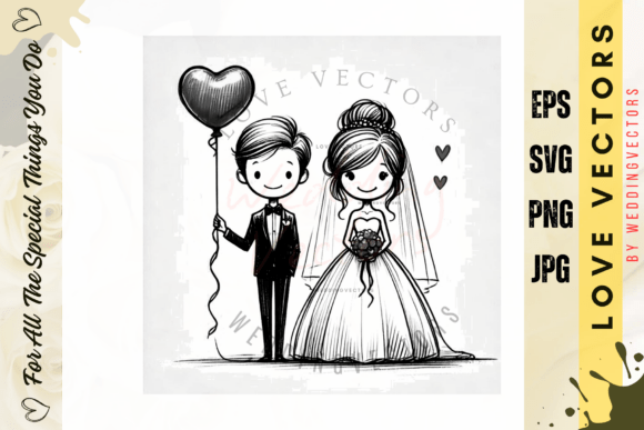 Celebrate Your Story with Wedding Couple and Love Vectors - C3910