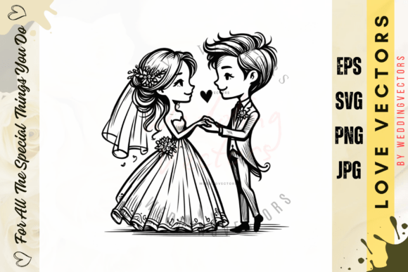 Crafting Matrimonial Magic with Wedding Couple and Love Vectors - C3887