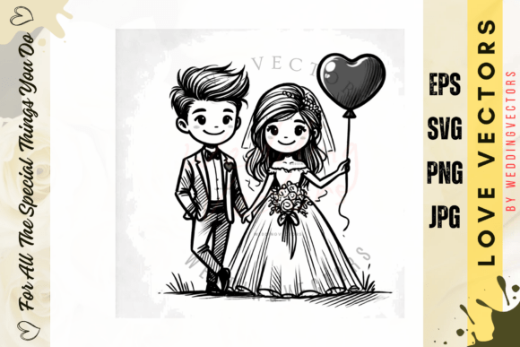 Elegant Romance: Using Wedding Couple and Love Vectors - C4095