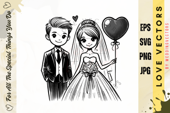 Elegant Wedding Couple and Love Vectors - C4014 for Designers