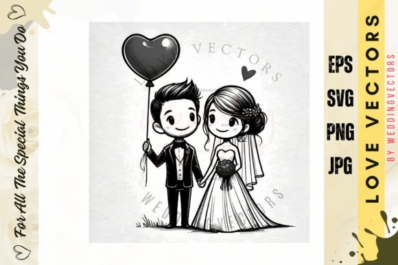 Elegant Wedding Couple and Love Vectors - C4093 for Your Designs