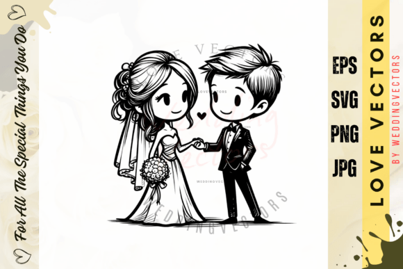 Elevate Your Designs with Wedding Couple and Love Vectors - C3931