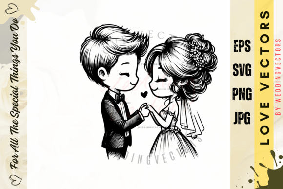 Elevate Your Visuals with Wedding Couple and Love Vectors - C4029