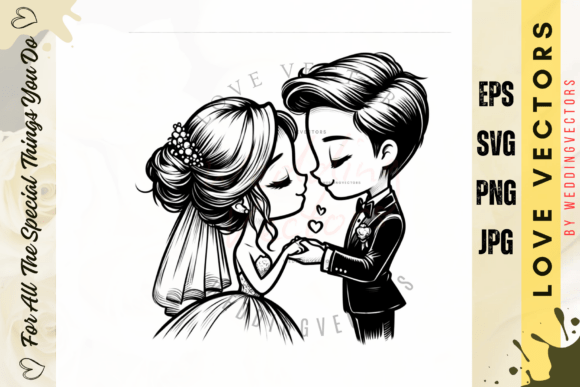 Enchanting Romance: The C4071 Wedding Couple & Love Vectors