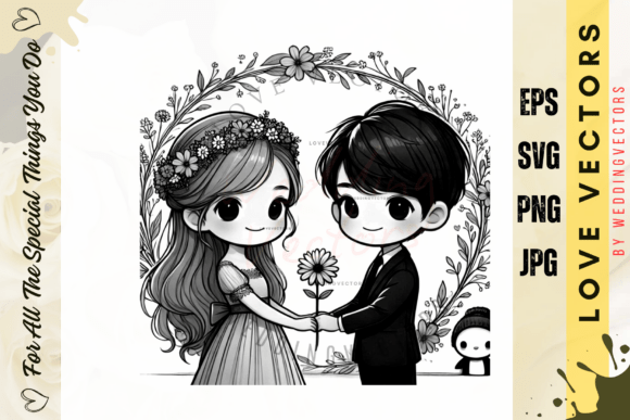 Timeless Romance: Using Wedding Couple and Love Vectors - C4167