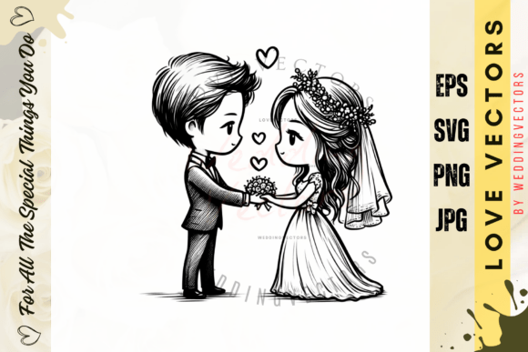 Wedding Couple and Love Vectors - C3812: Your Digital Love Story