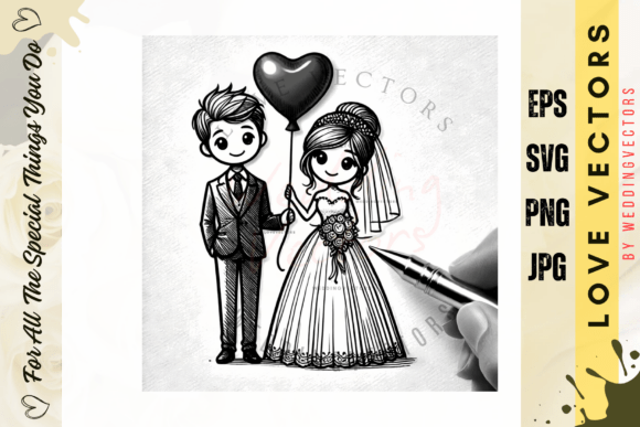 Wedding Couple and Love Vectors - C3841: Crafting Your Visual Love Story