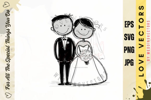 Wedding Couple and Love Vectors - C3854: Minimalist Icons for Modern Romance