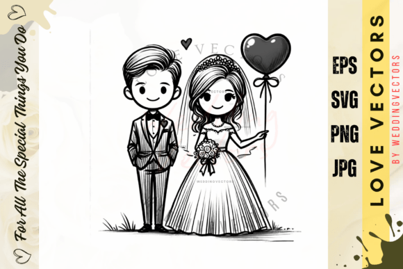 Wedding Couple and Love Vectors: C3976 Design Guide