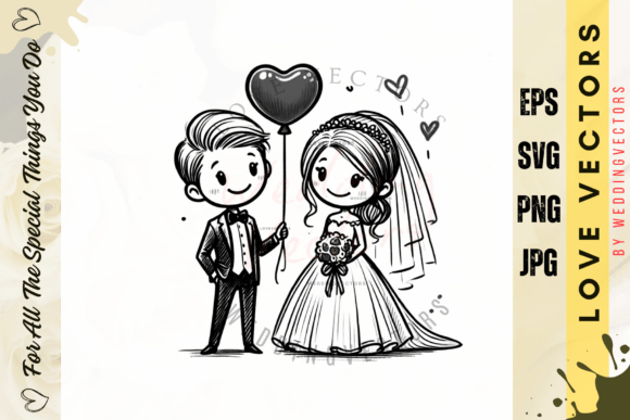 Wedding Couple and Love Vectors - C3996: Modern Romance in Design