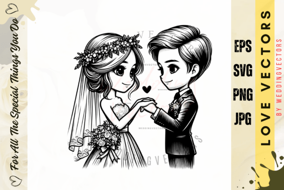 Wedding Couple and Love Vectors - C4007: Elevating Romantic Design