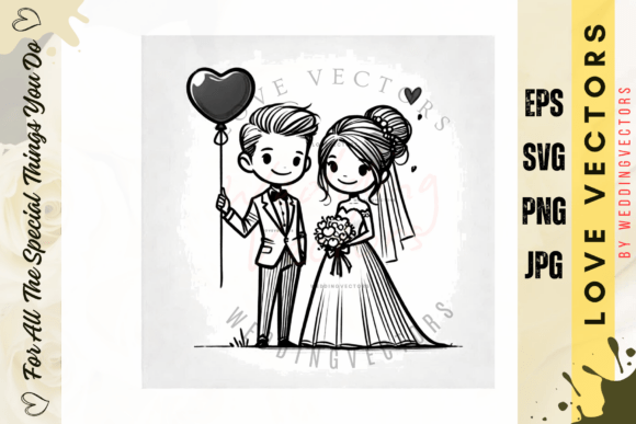 Wedding Couple and Love Vectors - C4068: Romantic Design Assets