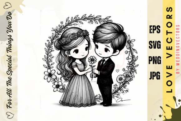 Wedding Couple and Love Vectors - C4079: Designing with Heart
