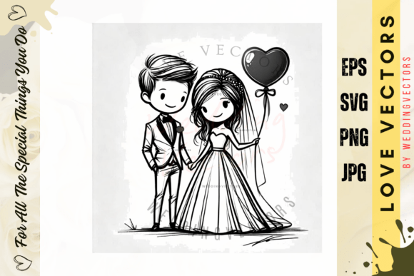 Wedding Couple and Love Vectors - C4089: A Designer's Guide to Romantic Graphics