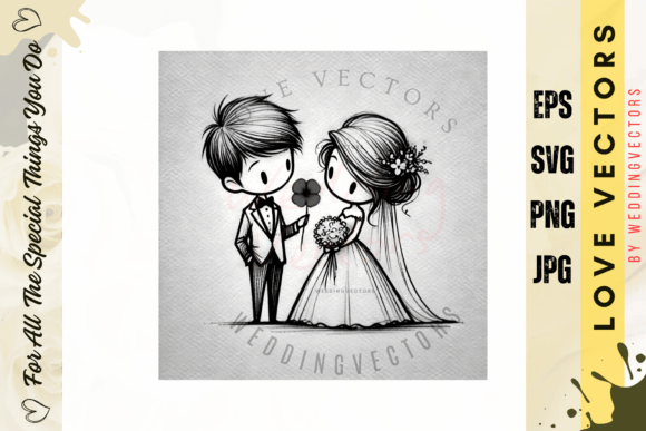 Wedding Couple and Love Vectors - C415: Crafting Romantic Visuals