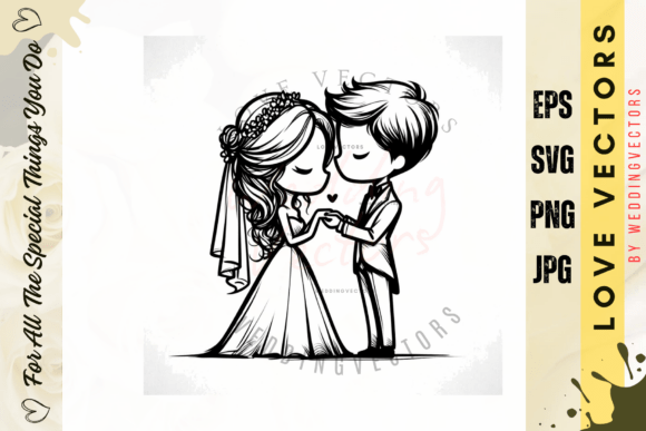 Wedding Couple and Love Vectors - C4164: A Premium Refined Wedding Scene