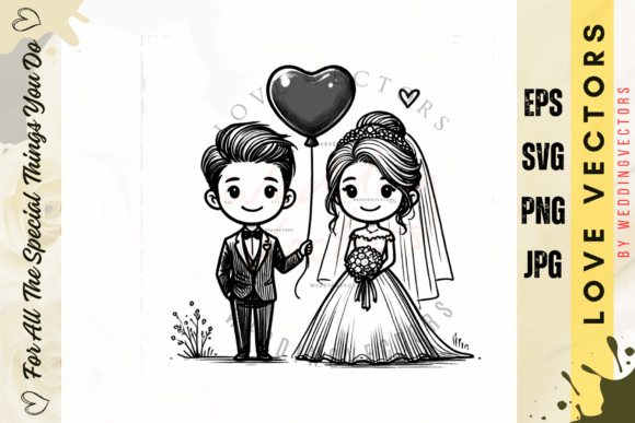 Wedding Couple and Love Vectors - C4201: A Romantic Design Asset