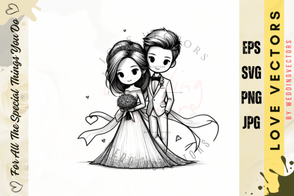 Wedding Couple and Love Vectors - C4236: Elegant Design Assets