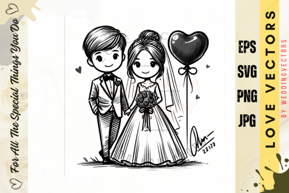 Wedding Couple and Love Vectors: The C4163 Collection
